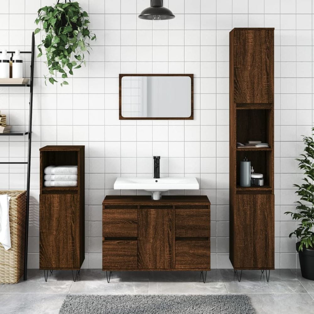 Vidaxl Kúpeľňová skrinka hnedý dub 80x33x60 cm kompozitné drevo